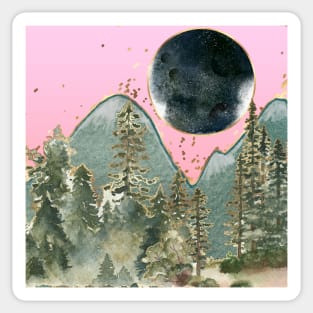 moon rising under pink sky Sticker